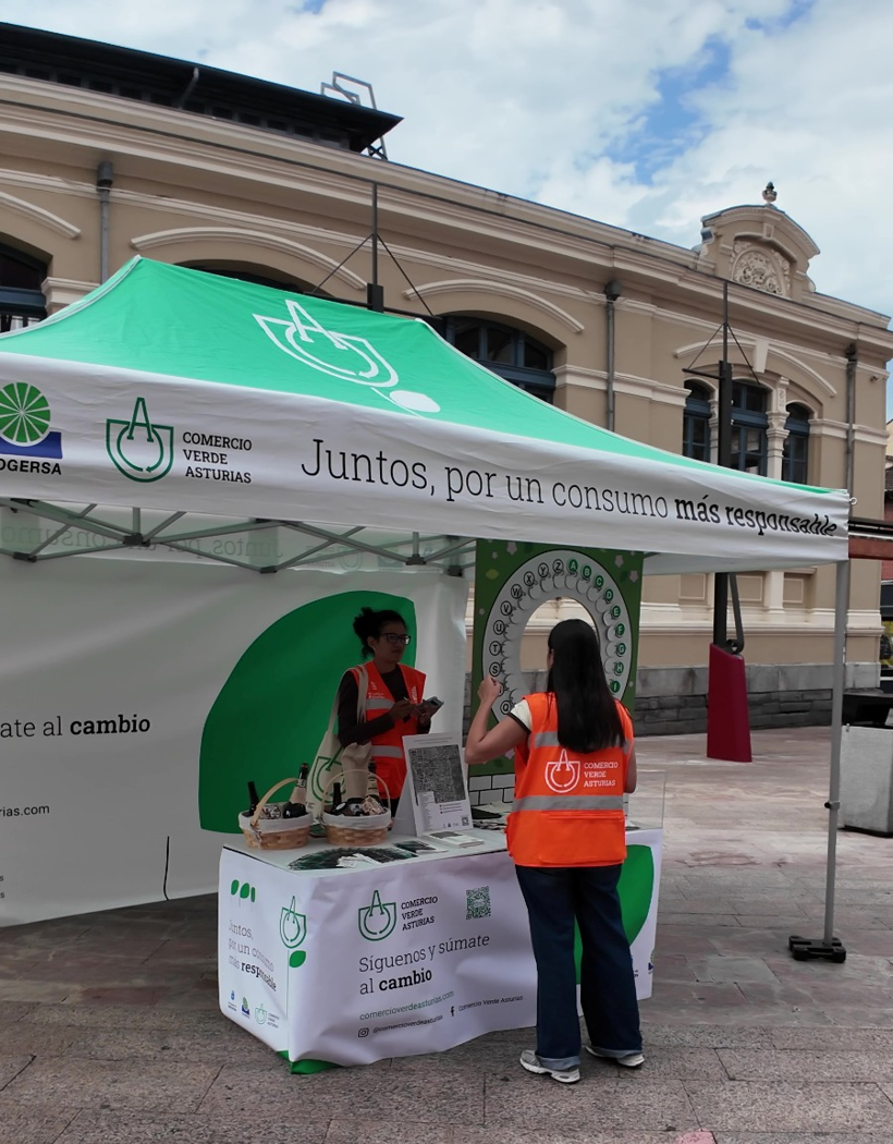 Comercio Verde en Mieres: jornada en la Plaza de Abastos de Mieres para informar sobre el programa y promocionar a los comercios participantes 1 Comercio Verde en Mieres